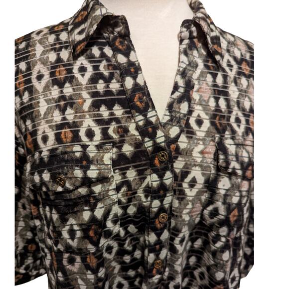 3/4 Sleeve Collared Shirt with Pockets Size Size PXL - Picture 6 of 6